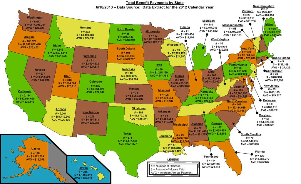 Total Oregon PERS Benefit Payments by State (1099-R data for the 2012 tax year) 5.