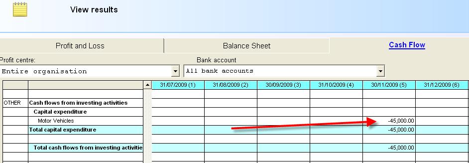 To create a special timing use TO column and simply specify how many periods in advance (-) or arrears from the budget amount the cash flow is to occur.