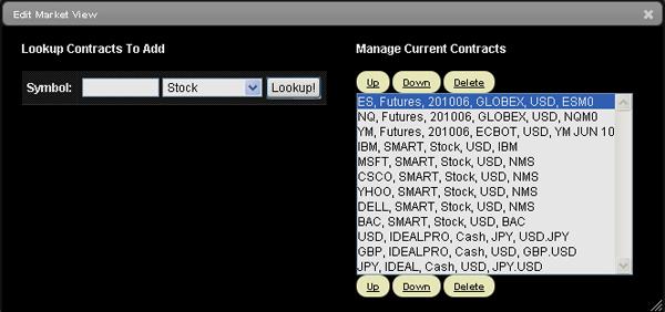 To add a ticker 1 On the Market page, click the Edit Market View button.
