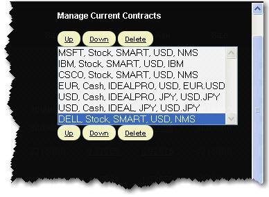 Viewing Market Data Adding a Ticker 4 To change the order in which the tickers are displayed on the Market View, select a contract in the Manage