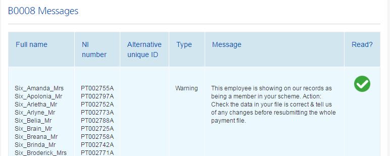 4.2 Action and warning messages when making a payment (continued) A warning message lets you know there s something that needs your attention e.g. that you ve not made payments for the members listed.