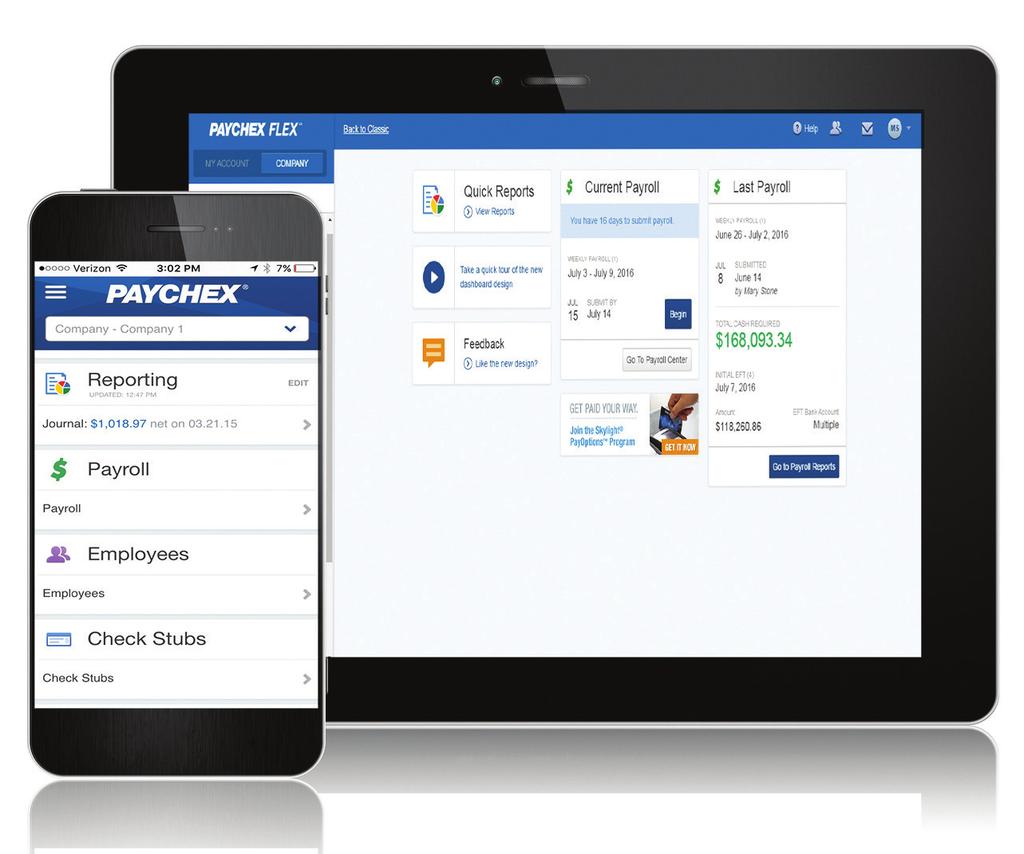 Convenient Data Access Mobile App for Paychex Flex Save time and stay connected. Free mobile* access for Paychex clients and their employees.