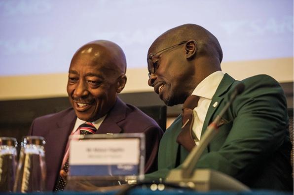 SARS Commissioner Tom Moyane and finance minister Malusi Gigaba in Pretoria in 2017.