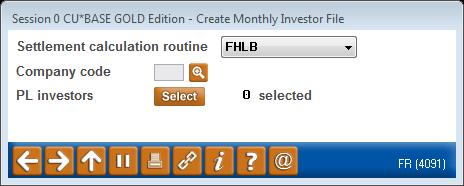 MONTHLY GOVERNMENT INVESTOR FILE The credit union sends a monthly reporting file to FHLB. This file contains final settlement information for the appropriate reporting period.