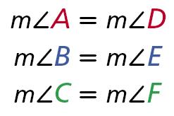 Similar Figures When stating that two figures are similar, use the symbol ~. For the triangles above, you can write ABC ~ DEF.
