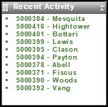 LeftNav Menu 3 Recent Activity lists the loans most recently accessed by the user currently logged in. Add a Loan - upload a 3.