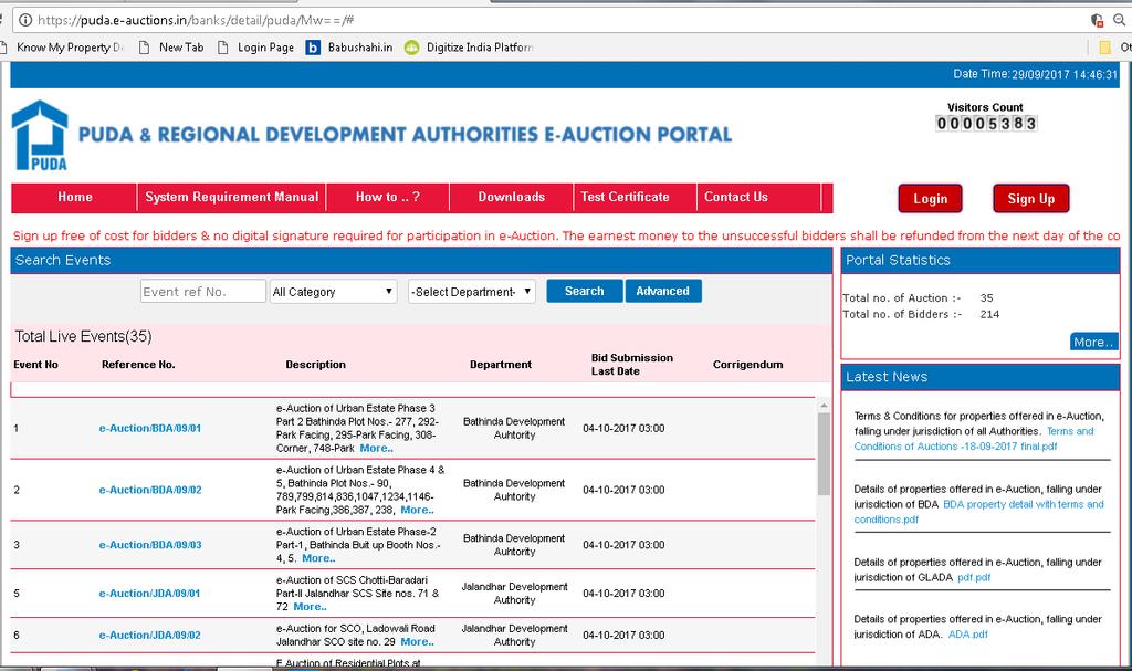 e-auction Registration & Bidding Process Web portal for e-auction at