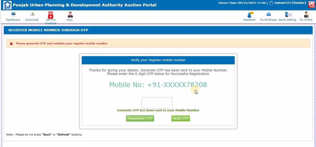 Note: a. For Drag to order, set the order 123456 by dragging it. b. No digital signatures are required for e-auction. c.