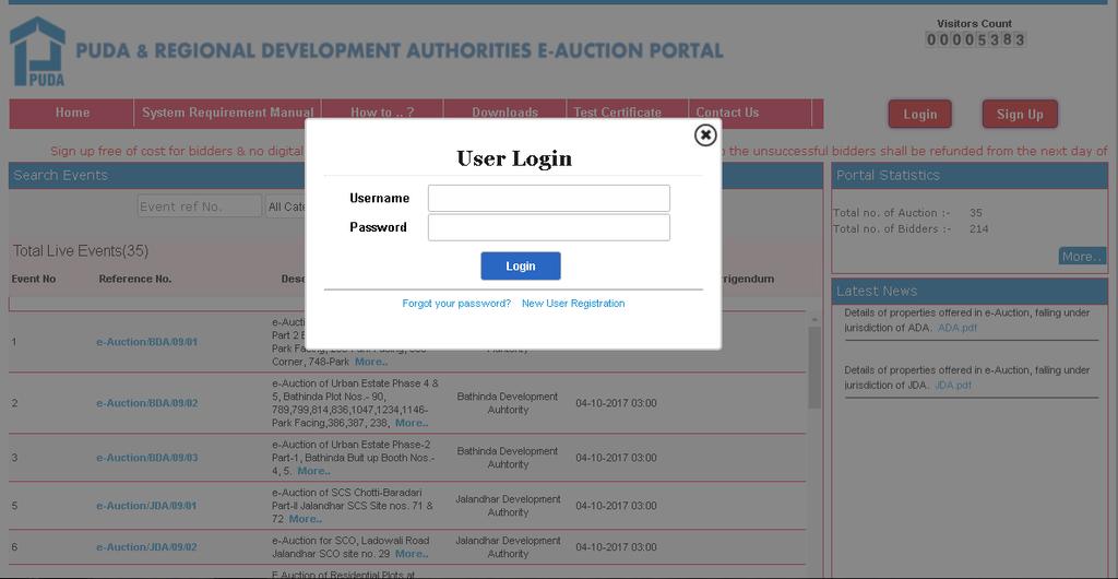 Login Procedure Interested bidder has to enter their online registered User ID and Password on the portal for online participation in e-auction event.