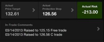 Adjustments may be recorded in the 'in-trade comments' section for future reference. Calculation of actual risk When your protective stop is adjusted, the actual risk calculation will adjust as well.