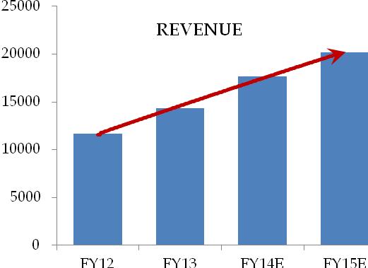 $5 billion revenue target by FY15 The Company s management targeted to achieve $5 billion of revenues by fiscal '15. The company has current run rate of 2.