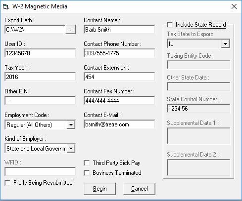 Creating the File: Payrll Magnetic Media W-2 Imprtant Nte: D nt select this ptin when creating the magnetic media disk fr the Scial Security Administratin.
