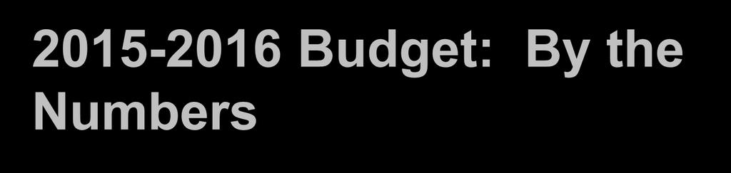 2015-2016 Budget: By the Numbers Proposed budget increase of 4.