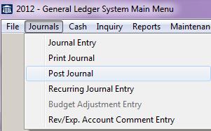 If you ve selected to Copy, then next you ll need to type in the New Journal Number (it will be a GJ Journal type) the Entry Date, Accounting Period,