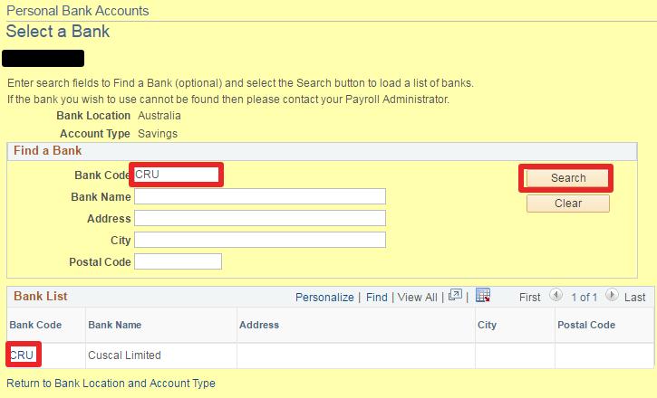 from the drop down Click Continue Find the Bank Code on Attachment 1 (Bank Codes) which relates to your