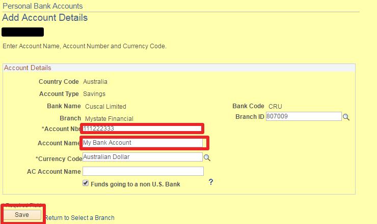 fields: Account Number the number of your account Account Name the name/s in which