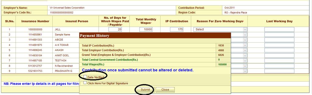 f) Click on Create Challan Link, if