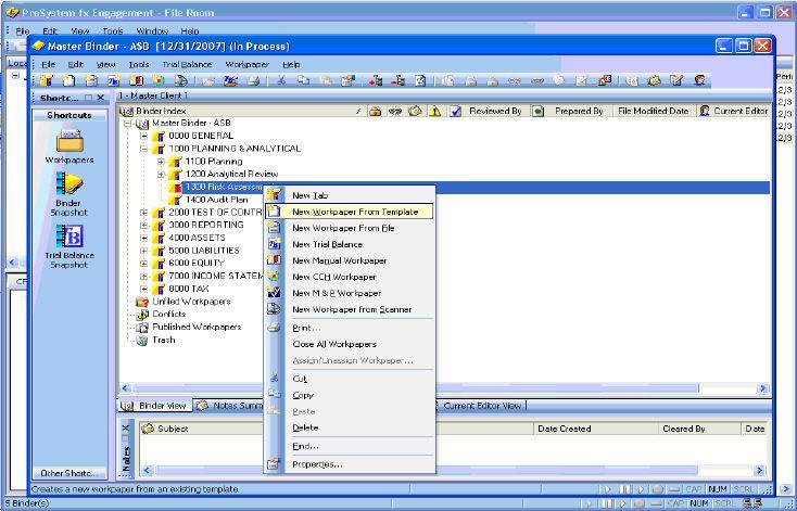 USING PPC'S PRACTICE AIDS WITH PROSYSTEM FX ENGAGEMENT From the New Workpaper dialog