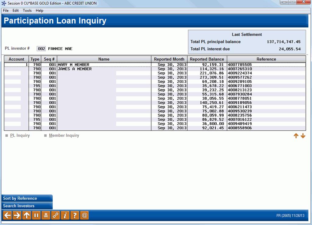 To work all loans for a specific investor, enter the PL Investor #and use Enter to proceed to the next screen.