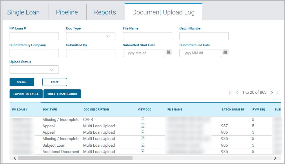 Remedy Management Document Upload Log The Document Upload Log tab provides a list of uploaded documents.