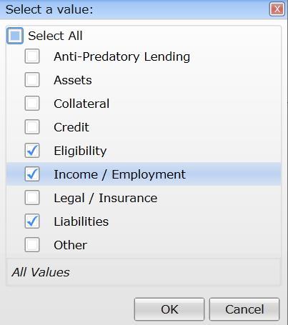 Click the Deficiency Categories checkboxes to add or remove categories. You can also use the filters to change the date type, time period and/or sample type.