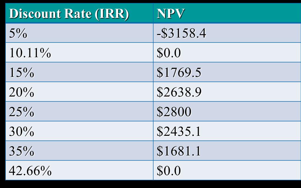 NPV at Different