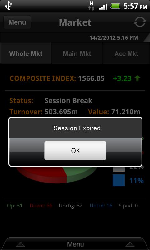 A message will be displayed as shown below: Mobile Trading Session Expiry AIBB Mobile Trading automatically