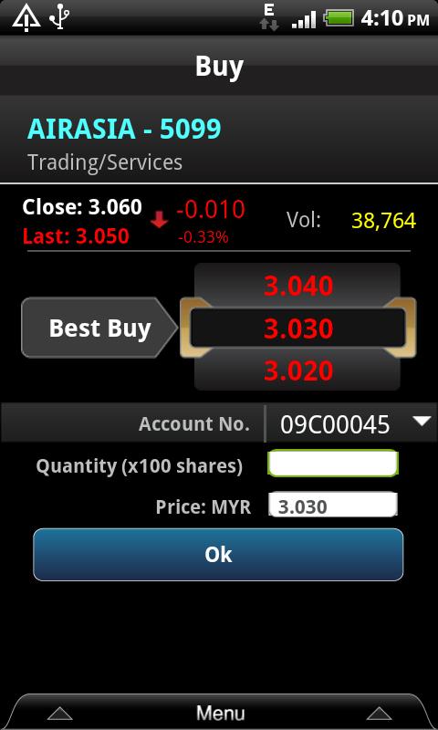 Figure 45. AIBB: Select Best Buy price and enter Buy information screen 3. On the Buy screen that appears, you can perform these actions: a.