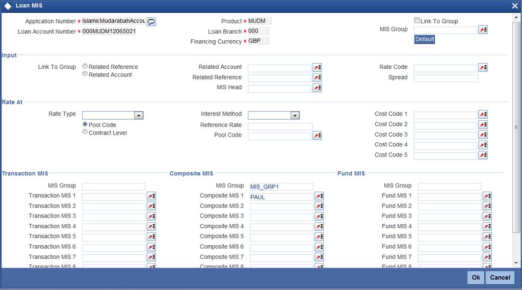 Finance Underwriting screen. The Finance MIS screen gets displayed where you can capture the details 1.16.36.