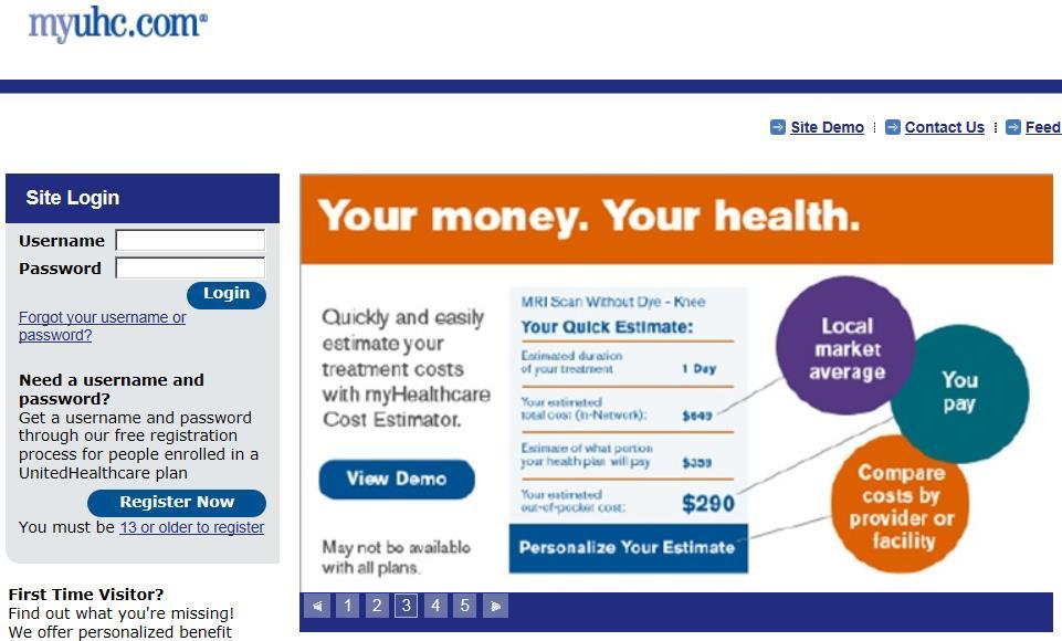 REGISTRATION & LOGIN A UnitedHealthcare member can register from the home page by clicking the blue Register Now