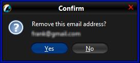 Removing Email Alert Recipients The Next Day Changes Available confirmation window appears.