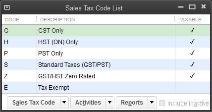 chapter 4: setting up client files Sales Tax Codes In addition to setting up sales tax items, QuickBooks also sets up sales tax codes.