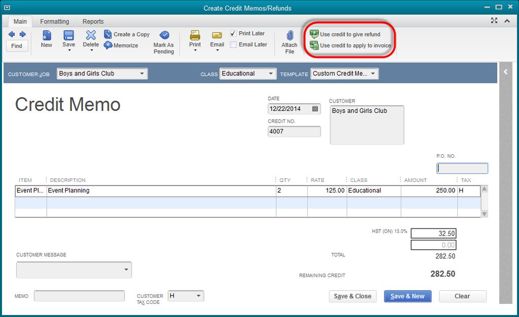 Chapter 2: how your clients use quickbooks part 1 CREATING CREDIT MEMOS FOR CUSTOMERS Use the Create Credit Memo/Refunds window to issue a credit