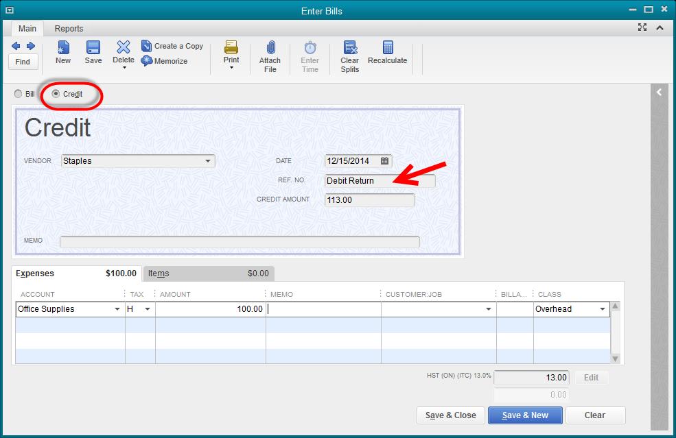 HANDLING RETURNS TO VENDORS WORKAROUNDS Occasionally you have to return products to your vendors and you receive money back for the return. This is a tricky transaction in QuickBooks.