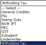 Use the drop down menu to select the type of creditor). This selection will run all Creditors in this Creditor type. E.g.