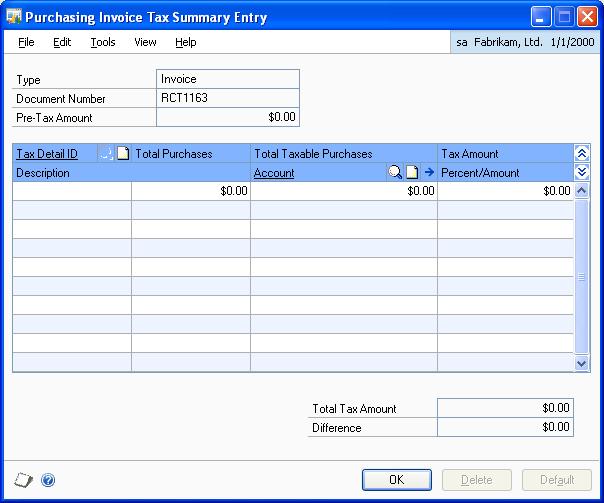 PART 2 PROCEDURES 19. You can view the tax details assigned to the transaction, and you can modify the amounts assigned to the invoice.