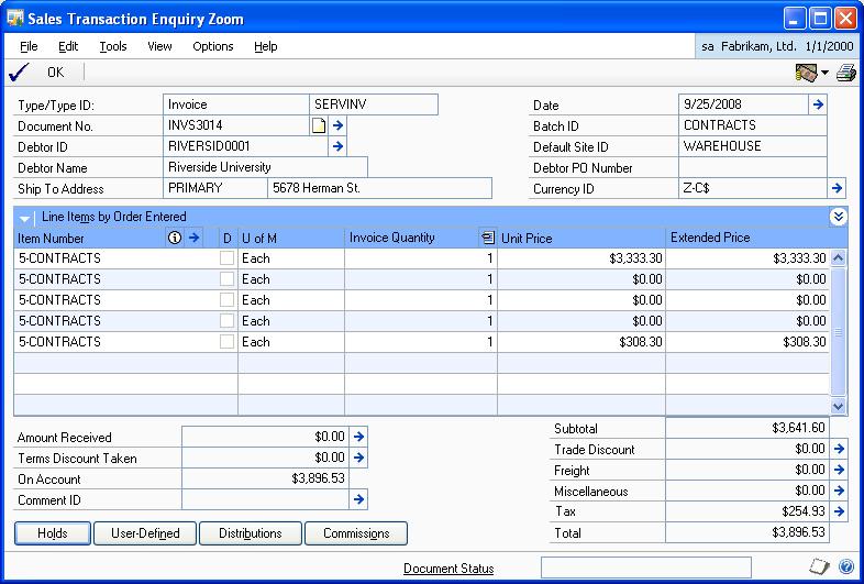 PART 3 ENQUIRIES AND REPORTS 3. Choose the Tax expansion button to view the tax details assigned to this transaction. 4. To print the transaction, choose Print.