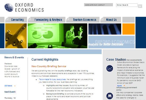 Oxford Economics Oxford Economics is a world-leader in quantitative economic analysis forecasting, and in evidence-based