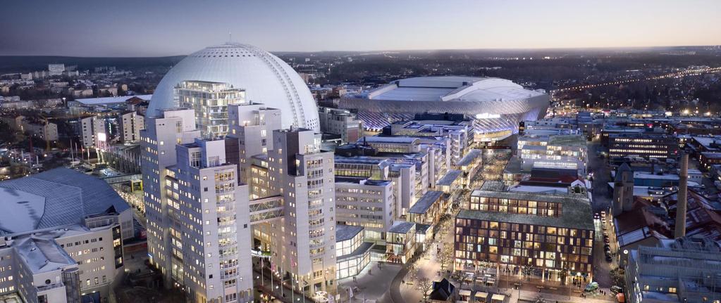 SIGNED LETTER OF INTENT ON 31 AUGUST TO DEVELOP GLOBEN SHOPPING TOGETHER WITH KLÖVERN GLOBEN ARENA TELE2 ARENA NEW HOTEL Joint venture to acquire and develop the shopping centre part of the property