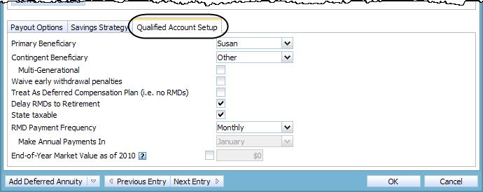 3. Go to the Qualified Account Setup tab. 4. Select the primary and contingent beneficiaries. 5.