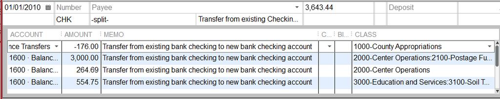 Example Transactions Transfer from Existing Bank Checking Account Transfer to New Bank Checking Account Transferring Class Balances If you have Class balances for Short courses, grants, etc, that