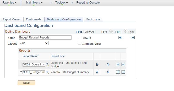 Fill out the fields as needed and click Save button. Name: Name your dashboard to identify the dashboard.