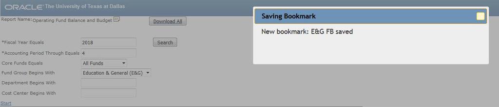 The bookmark creates a shortcut to the chosen criteria eliminating