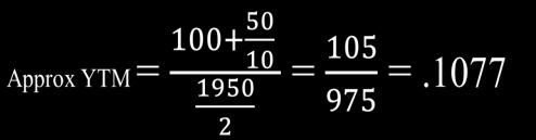 Usig the Approximatio Formula Previous example: =, P B = $950, C = $0 ad FV = $00.