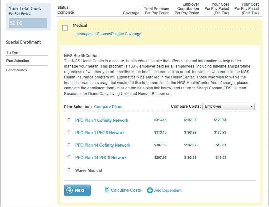 From here, you can compare costs across all available plans by selecting your desired tier in the Compare