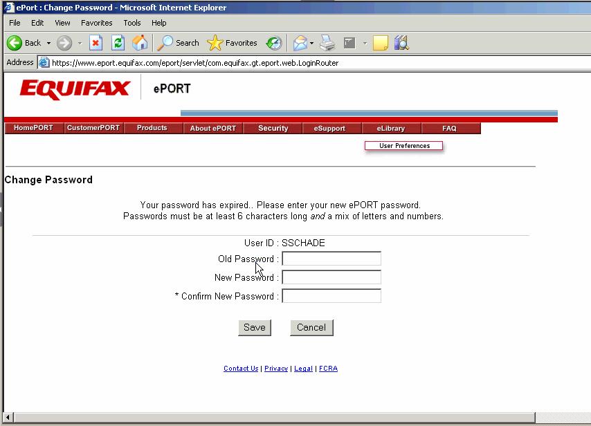 Accessing eport as a New User 6. You are prompted to change your password.