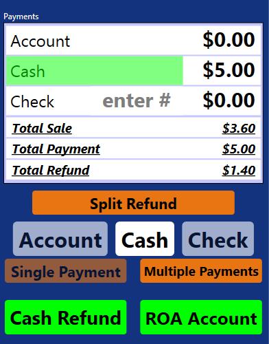 transaction total then you touch on Cash Amount