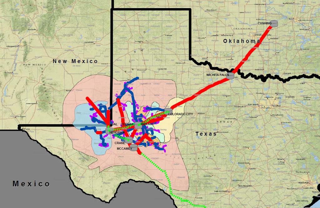 Permian Basin: PAA s Largest Asset Footprint Direct Connectivity to Cushing, Corpus Christi and Indirect Connectivity to Houston/Other Markets Crude Oil Assets/Activities (1) Barrels Transported: