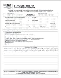 Page 18 Specific Line Instructions Instructions for Filing 2017 Amended Returns When filing an amended return, fill in the Amended Return circle located at the top right of Form D-400.