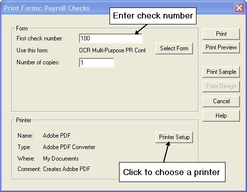 Peachtree Complete 2009 Workshop 4 Pete s Market Page 10 12. Click Print. When prompted, click Yes to confirm printing the checks so that Peachtree assigns a check number.